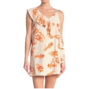 Collective Concepts Ruffle Dress- orange & cream floral